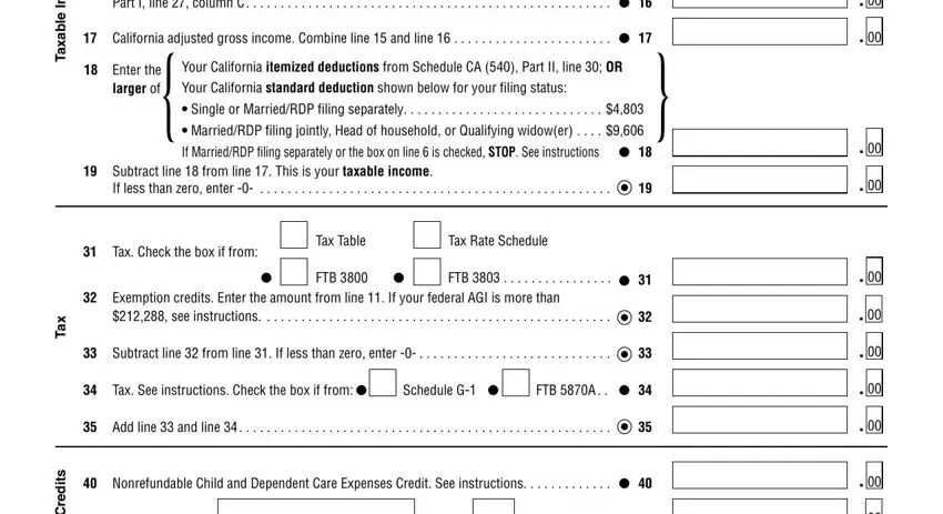 Completing tax form ca part 5