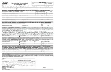 Ca Application Duplicate Title Dmv 227 Form Preview