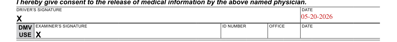 Form DL 546A example filled out, driver's signature
