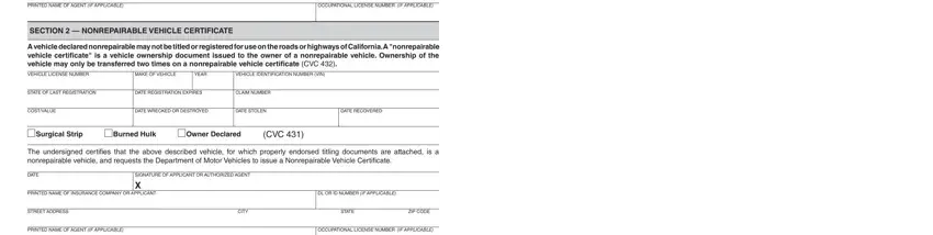 step 2 to finishing 488c dmv form