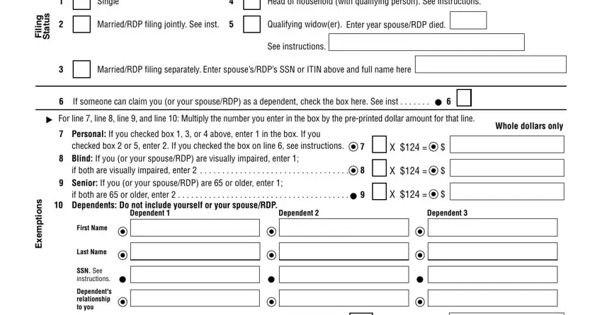 schedule 540nr g n, i l i, s u t a t S, Single, MarriedRDP filing jointly See inst, Head of household with qualifying, Qualifying widower, Enter year spouseRDP died, MarriedRDP filing separately, Enter spousesRDPs SSN or ITIN, See instructions, If someone can claim you or your, For line  line  line  and line, Personal If you checked box   or, and checked box  or  enter  If you blanks to complete