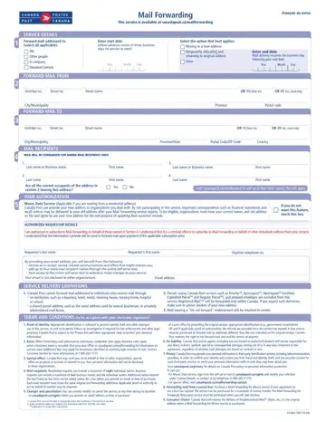 Ca Mail Forwarding Form Preview