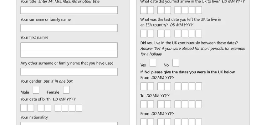 Entering details in form u1 stage 3