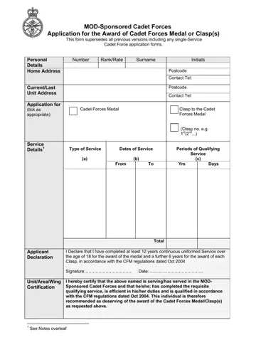 Cadet Application Form Preview