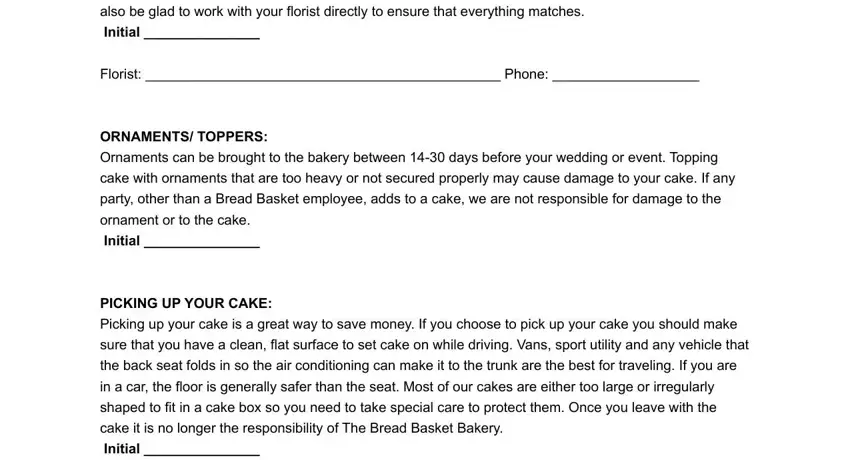 stage 5 to entering details in bakery contract template