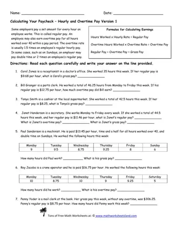 Calculating Salary Worksheet Form Preview