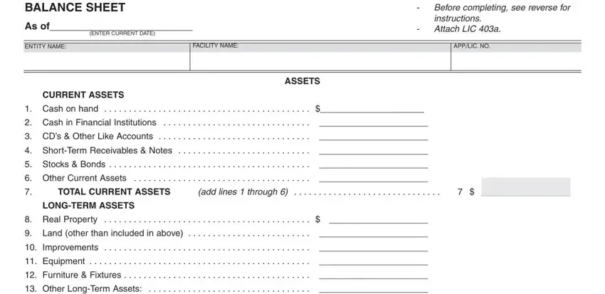 lic 403 balance sheet spaces to consider