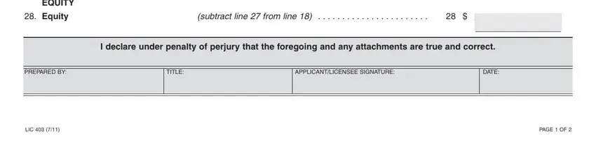 step 3 to completing lic 403 balance sheet