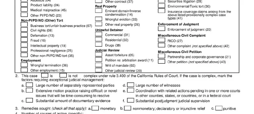 civil case sheet  fields to fill out