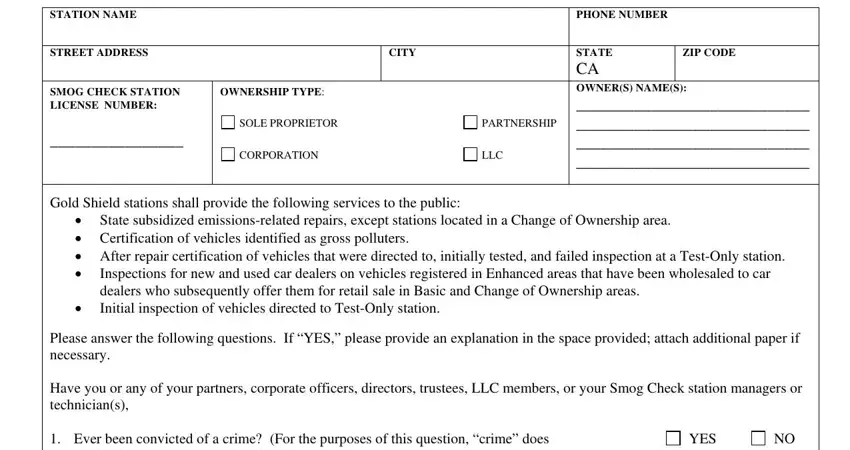 portion of fields in California Dca Form Gsr 1