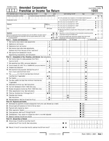 California Form 100X Preview