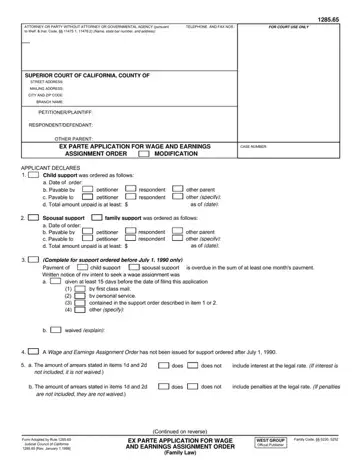 California Form 1285 65 Preview