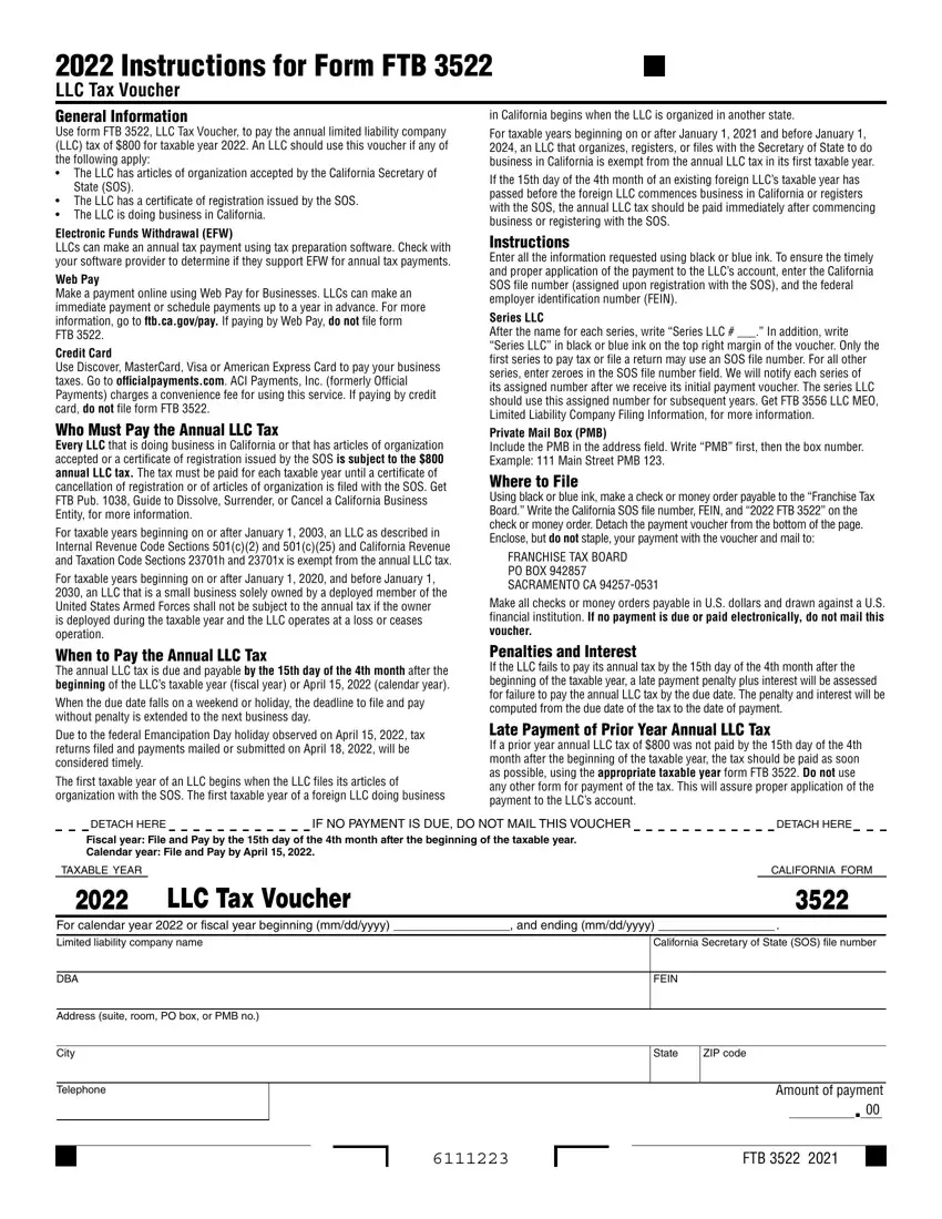 California Form 3522 first page preview