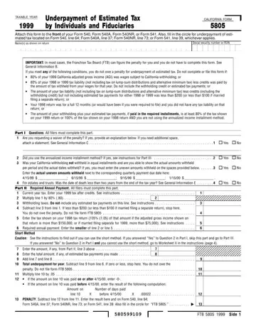 California Form 5805 Preview