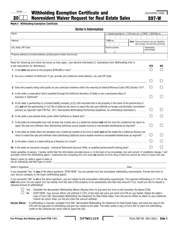 California Form 597-W Preview