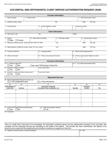 California Form Dhs 4516 Preview