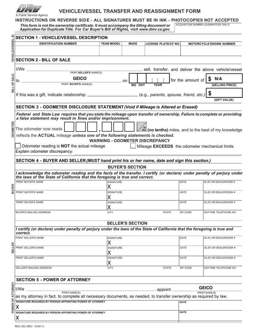 California Form Reg 262 ≡ Fill Out Printable PDF Forms Online