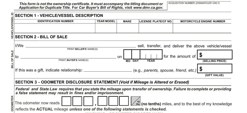 dmv form 262 gaps to fill out