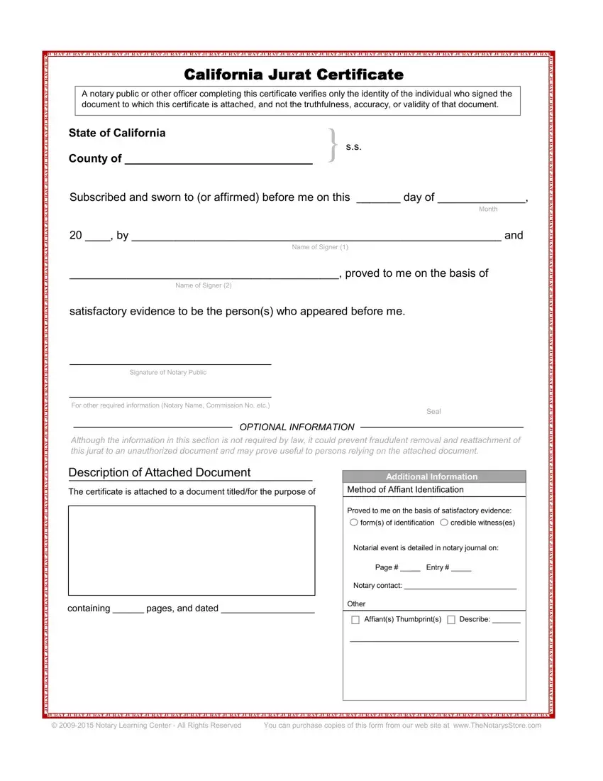 California Jurat Form first page preview