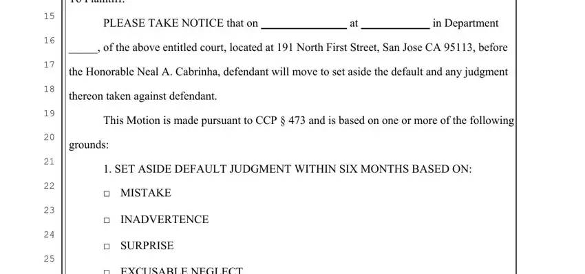 step 2 to finishing motion to set aside default judgment