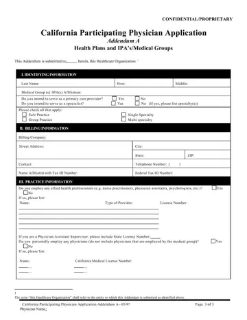 California Participating Physician Form Preview