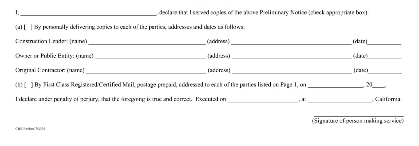 California Preliminary 20 Day Notice ≡ Fill Out Printable Pdf Forms Online 3049