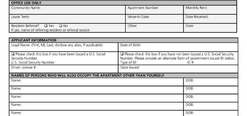 filling out california association of reltors fillable rent screening fee part 1