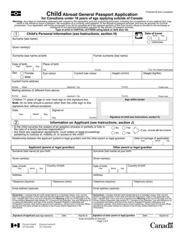 Canada Child Passport Form Preview