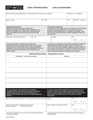 Canada Letter Of Authorization Form Preview
