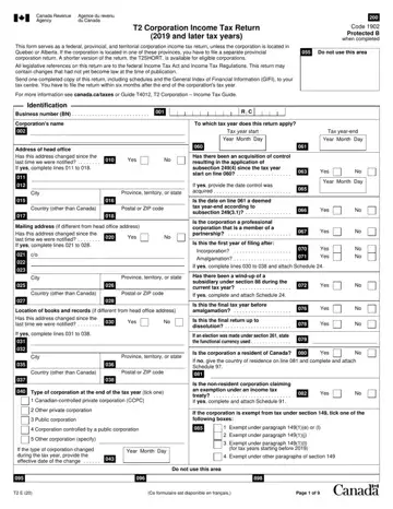 Canada T2 Tax Form Preview