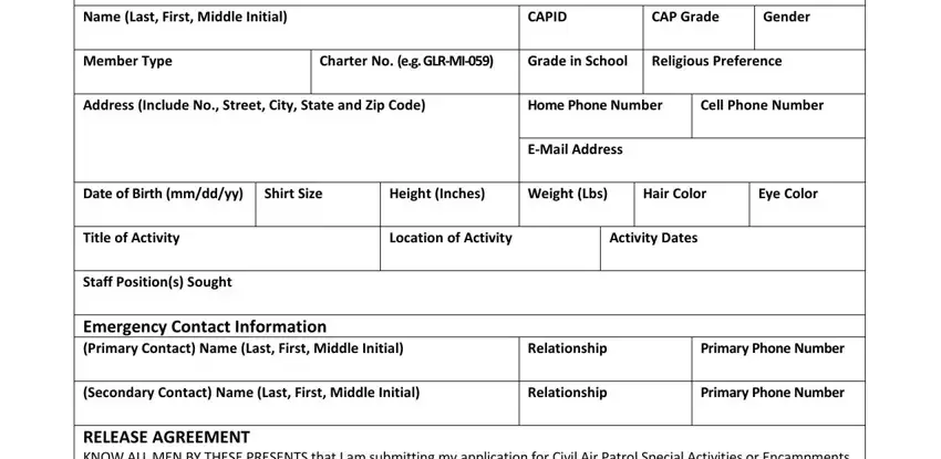 step 1 to filling in cap form 31