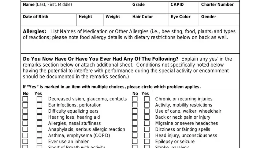 Filling out cap form 31 stage 5
