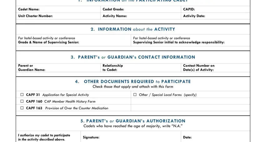 civil air patrol cadet permission slip empty fields to consider