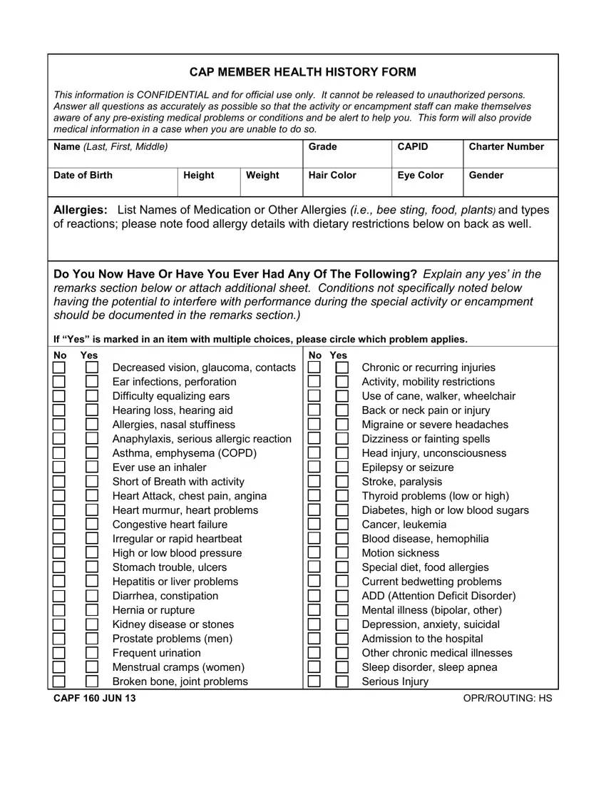 Capf 160 Form first page preview
