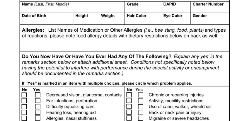 filling in capf 160 step 1