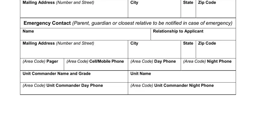 capf 161 pdf Mailing Address Number and Street, City, State Zip Code, Emergency Contact Parent guardian, Name, Relationship to Applicant, Mailing Address Number and Street, City, State Zip Code, Area Code Pager, Area Code CellMobile Phone, Area Code Day Phone, Area Code Night Phone, Unit Commander Name and Grade, and Unit Name blanks to complete