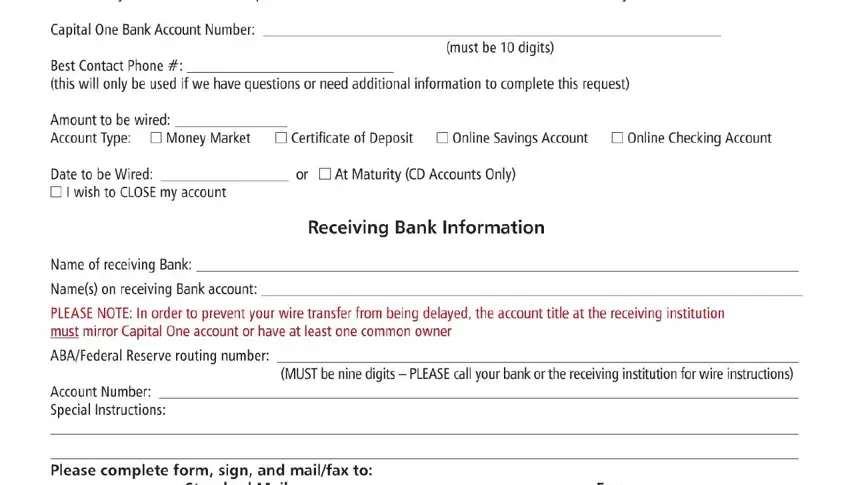 portion of empty spaces in capital one wire transfer