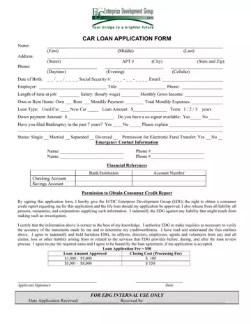 Car Loan Application Form Preview