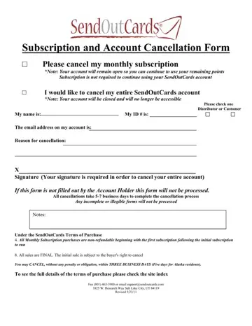 Card Cancellation Form Preview