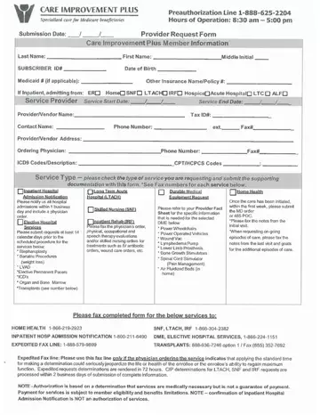 Care Improvement Plus Authorization Form Preview