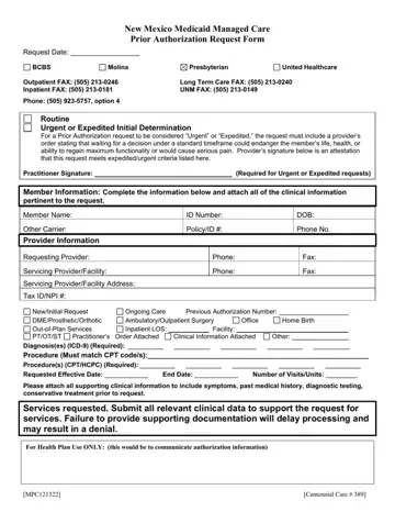 Care Prior Authorization Request Form Preview