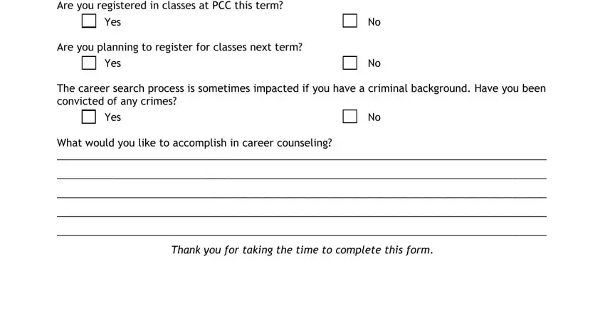 Filling out career counseling intake part 2