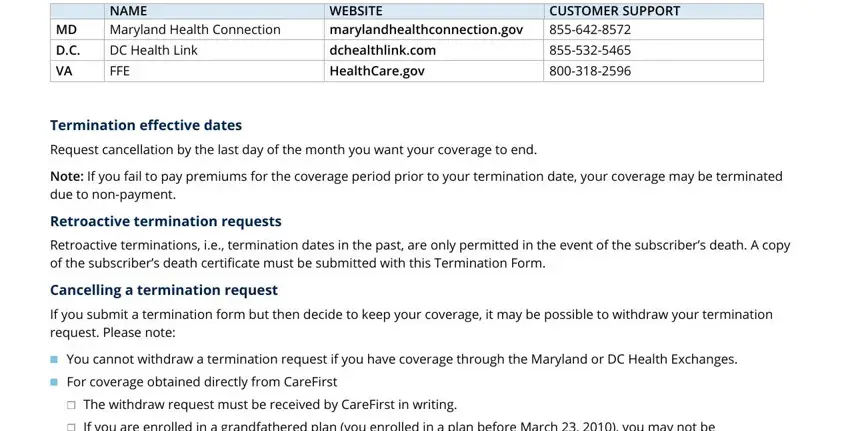 step 3 to completing carefirst membership cancellation form