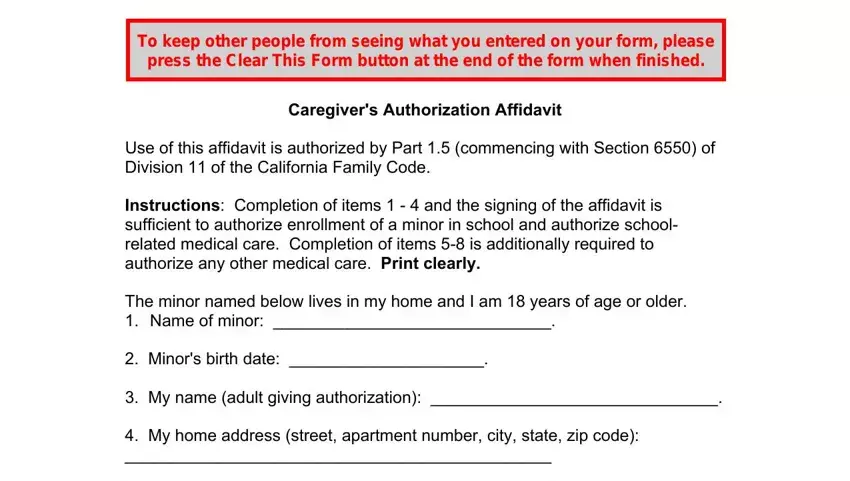 part 1 to filling in caregivers affidavit ca