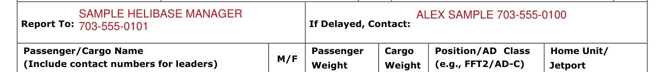 Form PMS 245 example filled out, report To and If Delayed, Contact