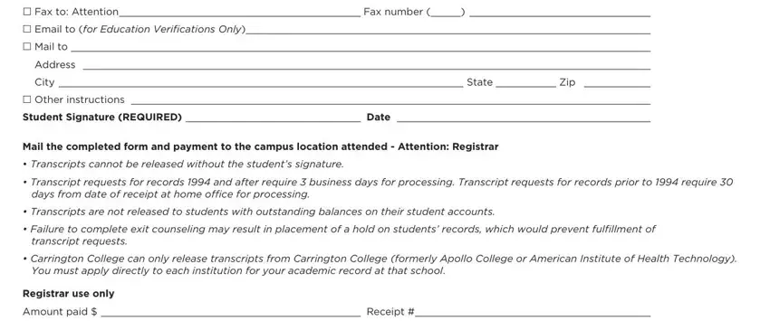 step 2 to entering details in carrington college tax form