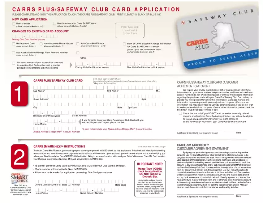 Carrs Safeway Club Card first page preview