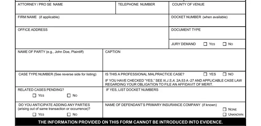 step 1 to filling out civil nj court