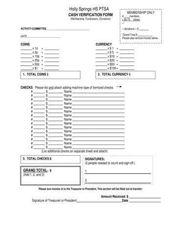 Cash Verification Form Preview
