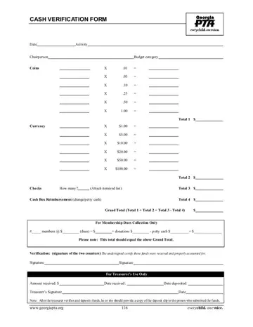 Cash Verification Letter Form Preview